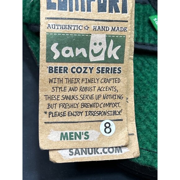 NWT Sanuk Mens Beer Cozy Series Flip Flops Green Handmade Size 8 - Picture 5 of 7